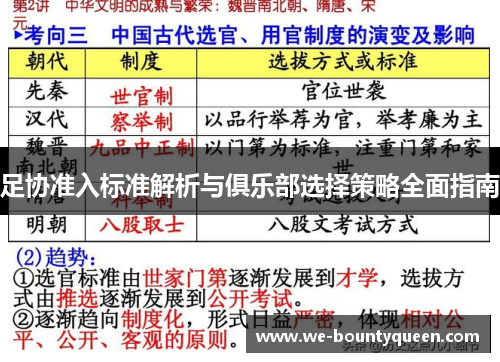 足协准入标准解析与俱乐部选择策略全面指南 足协准入标准解析与俱乐部选择策略全面指南